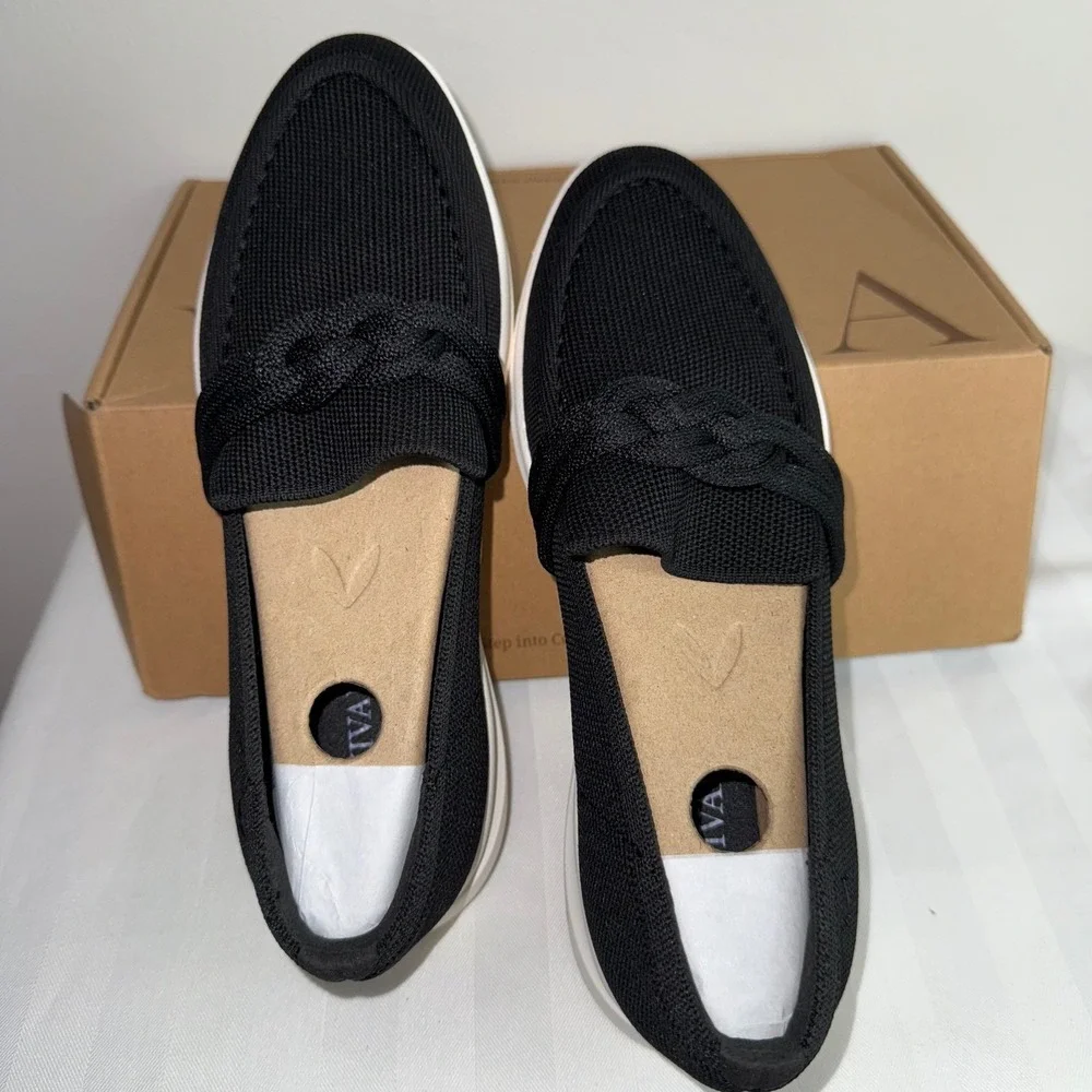 VIVAIA Loafers Knit Shoes Black Water Repellent Walker Pro Size US 8 EU 39‎